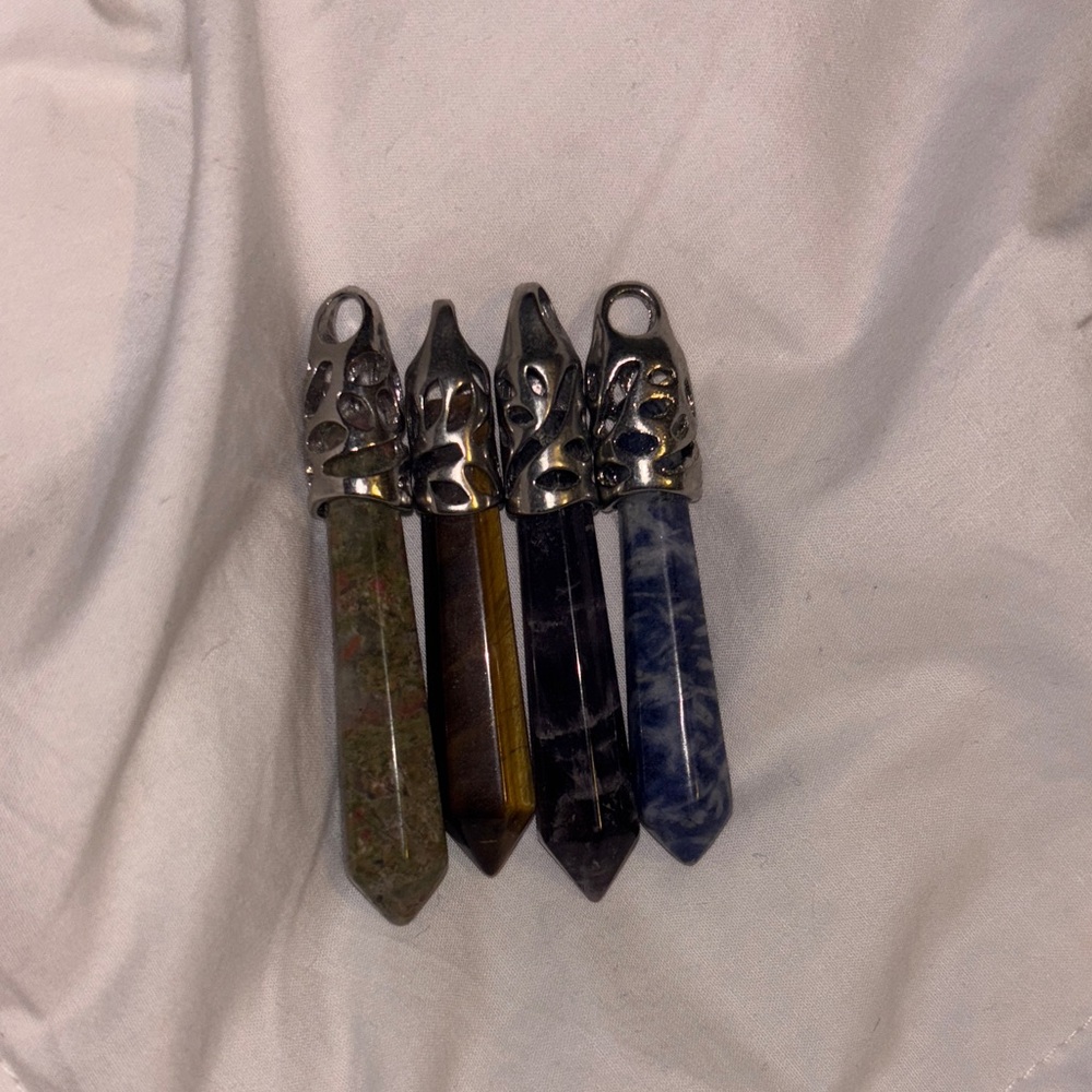 Gemstone Pendant Set with Silver Accents